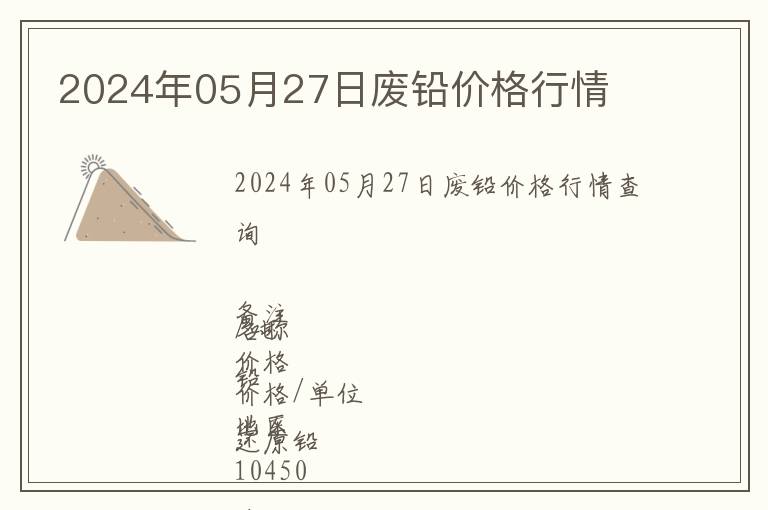 2024年05月27日廢鉛價格行情