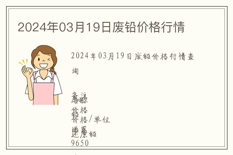 2024年03月19日廢鉛價格行情