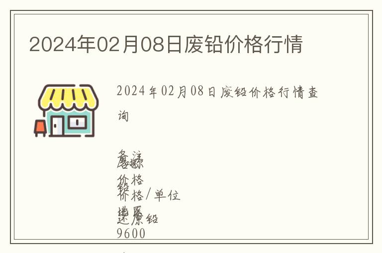 2024年02月08日廢鉛價(jià)格行情