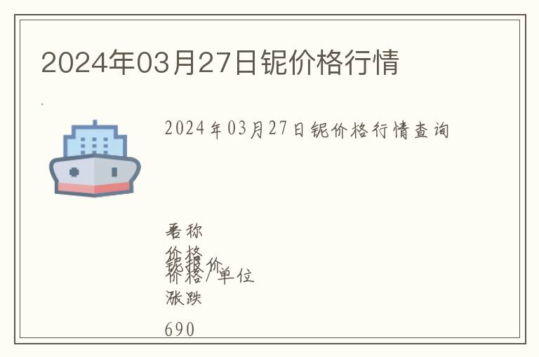 2024年03月27日鈮價格行情