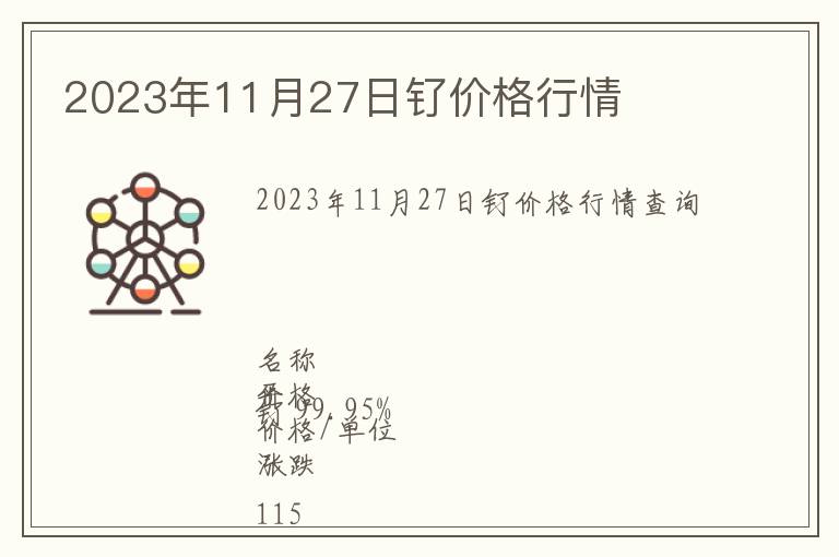 2023年11月27日釕價格行情